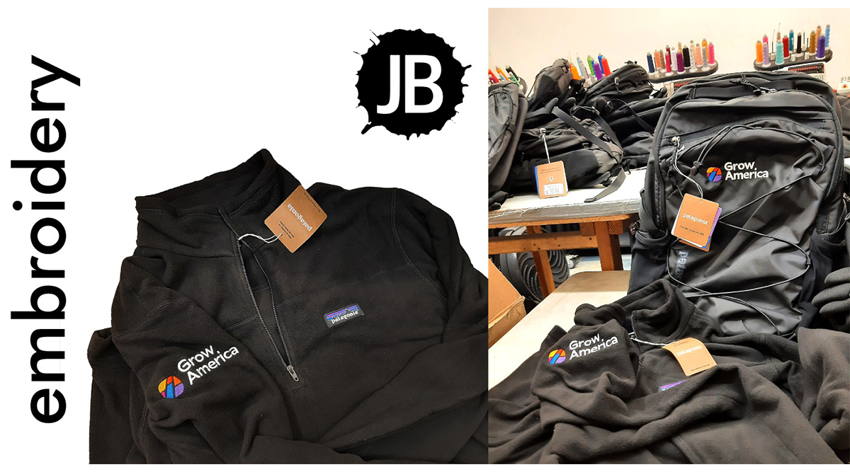 Patagonia fleece embroidered with logo outdoors